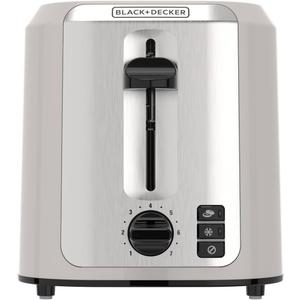 BLACK+DECKER 2-Slice Toaster, Extra-Wide Slots, 7 Shade Settings, Bagel & Frozen Functions, Removable Crumb Tray, Baked Stone