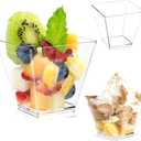 50 Pack 3.5 Oz Plastic Mini Dessert Cups,Square Clear Parfait Cups for Chocolate Desserts, Appetizers,Dessert Samplers, Dessert Shot Glasses & More