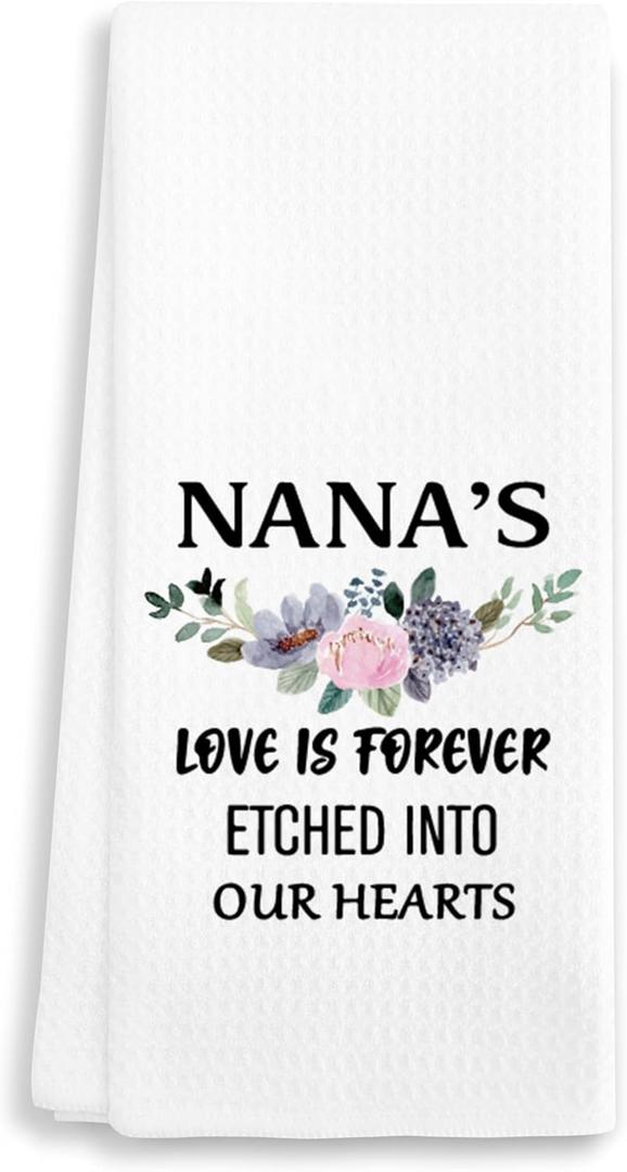 2 x Nana's Love is Forever Etched into Our Heart - Decorative Kitchen Towel 16"x24"  Grandma Bathroom Hand Towel, Grandma Gifts for Mother's Day, Birthday, Christmas, etc.(002)