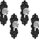 SOFFEE DESIGN 4pcs Vintage Cabinet Pull Drawer Handle, Distressed Closet Handle with Clear Resin Knob, Antique with Mounting Screws for Cupboard, Kitchen Furniture - Black