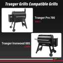 Utheer Folding Front Shelf for Traeger Pro 780 and Ironwood 885, BAC442 Grill Accessory 32.9" x 11.5", Heavy-Duty Steel Table Supports 60 LBS, Foldable Prep & Storage Station for BBQ Tools & Food