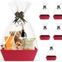 Xniseng [5pk Gift Basket empty To Fill, baskets for gifts empty, For Holiday, Birthday, Wedding, Christmas, Valentines, Thanksgiving, Easter, Halloween (red)