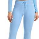 YEOREO Two Piece Sets for Women Long Sleeve Tops Lounge Set Drawstring Wide Leg Pants Ava Matching (X-Large, Light Blue)