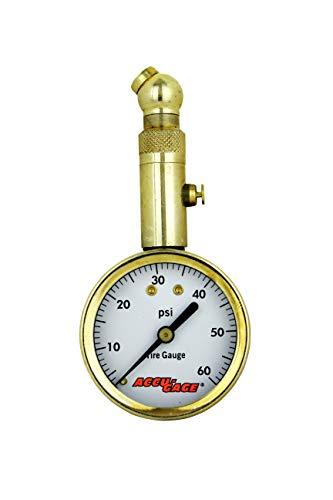 Accu-Gage by Milton Dial Tire Pressure Gauge with Swivel Angle Air Chuck - ANSI Certified for Motorcycle/Car/Truck Tires (0-60 PSI)