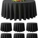BESTVIP Pack of 6 Round Polyester Tablecloths 90 Inch - Fabric Washable Decorative Table Cover for Halloween, Parties, Weddings, Events (Black)