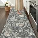 Color&Geometry Floral Kitchen Mat 24"x87", Anti Fatigue Kitchen Mats for Floor, Kitchen Rugs Non Slip, Waterproof & Oil Proof Padded Runner for Standing Desk Office, Sink - Grey