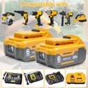 2Packs 6.0Ah Replacement Battery 20V Max Compatible with Dewalt DCB208 DCB207 DCB206 DCB204 DCB203 DCB201 DCB200, Fit for 20V Tools and Chargers (Yellow)