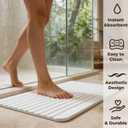 Stone Bath Mat Diatomaceous Earth Shower Mat Non-Slip Ultra Absorbent Durable Stone Mats for Bathroom/Kitchen Fast-Drying Modern Design Easy to Clean (24''*16'' White), 23.6" x 15.4"
