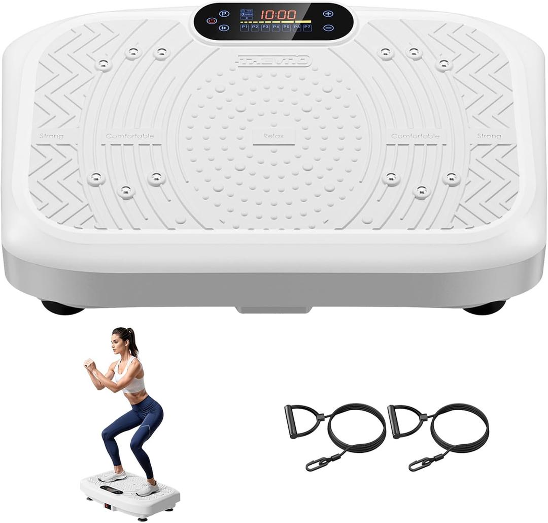 Vibration Plate Exercise Machine Lymphatic Drainage, Full Body Shaking Workout Vibrating Plate Weight Loss, 199 Adjustable Speeds 450 Lbs Capacity Fitness Platform for Women Men (White)