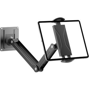 Tablet Wall Mount for iPad with Quick Release, Foldable Lighweight Metal Wall Tablet Holder with Adjustable Arm, Compatible with 4-11'' iPad Galaxy Tab Kindle Black