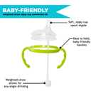 Soft Spout Transition Sippy Cup Kit for Comotomo Baby Bottles - Botabee Conversion Kit Fits 5 and 8 Ounce Bottle - Sippy Cup Baby Bottle Nipple with Weighted Straw & Bottle Handles (Pack of 2, Green)