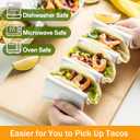 Taco Holders Set of 2, Porcelain Large Taco Tray with Handles, Reusable and Stackable Taco Plates, Perfect for Burritos and Tortillas Holder Handles, Oven & Microwave Safe