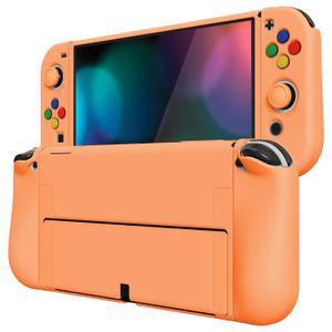 PlayVital ZealProtect Soft Protective Case for Nintendo Switch OLED, Flexible Protector Joycon Grip Cover for Nintendo Switch OLED with Thumb Grips & ABXY Direction Button Cap - Apricot Yellow