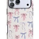 QLTYPRI Bow Case for iPhone 16 Pro, Clear Cute Ribbon Bow Phone Case Curly Wavy Aesthetic Phone Case, Slim Soft Transparent Shockproof Protective Cover for Women Girls - White