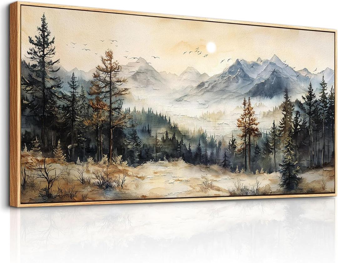 QIYILEXWART Wood Framed Large Canvas Wall Art For Living Room Wall Decor For Bedroom Office Wall Decorations The Forest Paintings Farmhouse Pictures Artwork Room Modern Home Decor