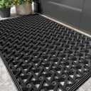 Color&Geometry Door Mat Outside Entrance with Drainage, Rubber Heavy Duty Dirt Trapper Waterproof Outdoor Welcome Mat, Outdoor Mats All Weather for Front Back Door Patio Entryway Entry, 19"X30" Black