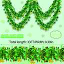 66 Ft St.Patrick's Day Tinsel Garland 2Pcs Green with Shamrock Saint Patricks Day Decorations for Saint Patrick's Day Party Decor Shiny Hanging Clover Green Tinsel Garland