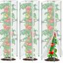 3 Pack Garden Bird Netting Plant Cover for Square Tomato Cage,14.6"x14.6"x51.2" Insect Bird Barrier Tomato Cage Net with Zipper Drawstring,Tomato Trellis Netting Protection Cover for Protecting Plants
