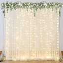 10ft x 10ft Champagne Tulle Backdrop Curtain with Lights String for Parties Wedding Bridal Shower Sheer Champagne Curtain Backdrop for Birthday Party Baby Shower Photo Booth Decorations