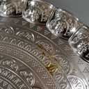 Alisveristime 6-Person Decorative Serving Tray – 13.77 inch Round Metal Plate with Ottoman Pattern Options