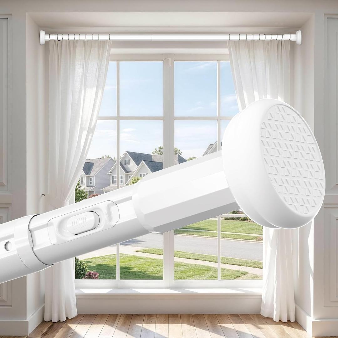 Tension Curtain Rod No Drilling, Heavy Duty 39-173 Inch, White