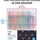 Grabie 42 Capped Glitter Gel Pen Set, 18 Iridescent&24 Essential Color Pens, Smooth Rollerball Tip, Metallic Sparkly Gel Pens for Coloring, Set of 42 Gel Pens Colored