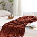 Aormenzy Red Brown Knit Throw Blankets Oversized Cable Knit Decorative Throw Blanket Soft Cozy Knitted Blanket for Sofa Couch Bed, 60" x 80"