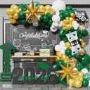 Class of 2026 Graduation Balloon Garland Arch Kit | 139Pcs Green Gold White Congrats Balloons, Graduation Backdrop Decorations for Party, Graduation Ceremony Celebration