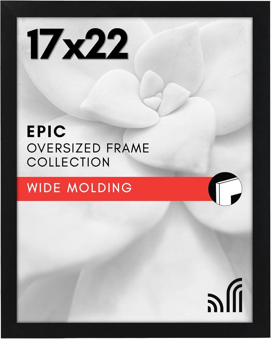 Americanflat 17x22 Picture Frame with Polished Plexiglass - Black Picture Frame - Wide Photo Frames Made of Engineered Wood for Vertical or Horizontal Wall Display - Epic Collection - Black