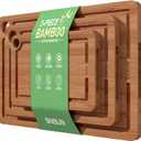 Bamboo Cutting Board for Kitchen, Wooden Cutting Board 3-Piece Set with Non-Slip Mat Deep Juice Groove and Built-In Handles, Wood Cutting Board for Meat Vegetables Fruit Ideal Gift for the Home (Brown)