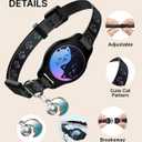 Cat Collar with Airtag Holder, 2 Pack Waterproof Breakaway Kitten Collar for Apple AirTag GPS Tracker, Adjustable Cat Collar with Buckle, Bell & Reflective Pattern for Cats, Kittens, Black (8-11")