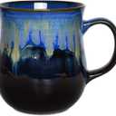 Bosmarlin Large Ceramic Coffee Mug, Blue Big Tea Cup for Office and Home, 21 Oz, Dishwasher and Microwave Safe, 1 PCS (Deep Blue)