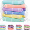 Native Fab Turkish Cotton Beach Towels Set of 6, Oversized 40x71 Inches, Thin & Lightweight, Quick Drying, Sand Resistant, Compact for Travel - Perfect for Summer, Beach, Pool, Spa - Multi 6 Colors