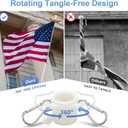 White Flag Poles for Outside House - 5ft Tangle Free Flag Pole for House,Heavy Duty Metal Flagpole Hardware for 3x5 American Flags,Outdoor Flagpoles Mount for Porch,Car,Truck,Boat (without Bracket)