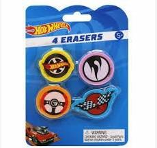 Hot Wheels 4 Erasers 4pack