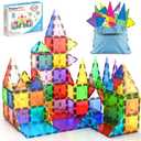 PicassoTiles 100 Piece Magnetic Tiles, Clear 3D Building Blocks for Kids 3+ | No-Limit Scalable Builds, Hands-on Magnet Polarity Fun, Family Group Play, Quick Assemble & Store, Shape & Color Recognition