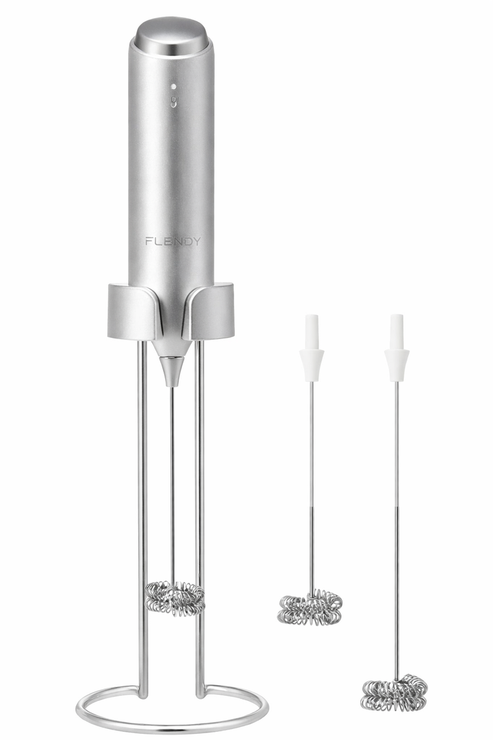 Rechargeable Milk Frother Handheld, Coffee Frother Handheld with USB-C Charging Stand, Electric Drink Mixer Handheld, Mini Electric Whisk Frother for Coffee, Matcha, Silver