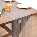 Gray Pearl Table Runner Boho Rustic Tulle Lace Spring Easter Table Runner for Baby Shower Wedding Arch Decor Veil Dessert Table Decor 3pcs (10ft x 3pcs, Grey)
