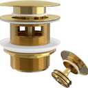 Free Standing Tub Drain Stand Alone Bathtub Drain with Removable Anti-Clogging Catcher Upgraded Pop Up Freestanding Tub Drain Watertight Stopper Polished Gold