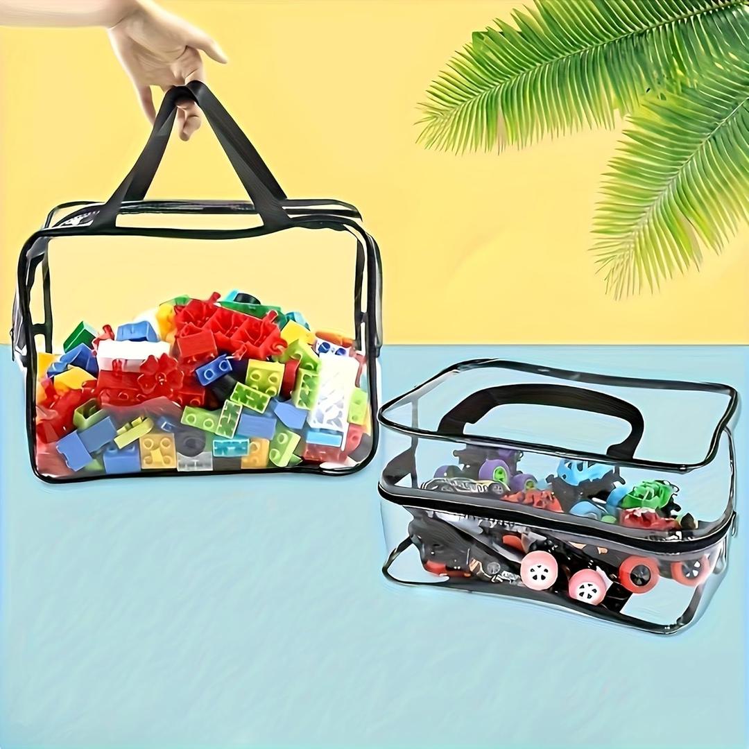 Heavy-Duty Clear Storage Bag with Zipper & Handle - Large Plastic Organizer for Travel, Toys, Clothes, Home Supplies