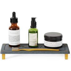SpaceAid DryingNeat Sink Organizer, Instant Dry Sink Caddy Organizers, Kitchen Sponge Soap Holder Dispenser, Countertop Fast Drying Rack (Bamboo Feet, Dark Gray)