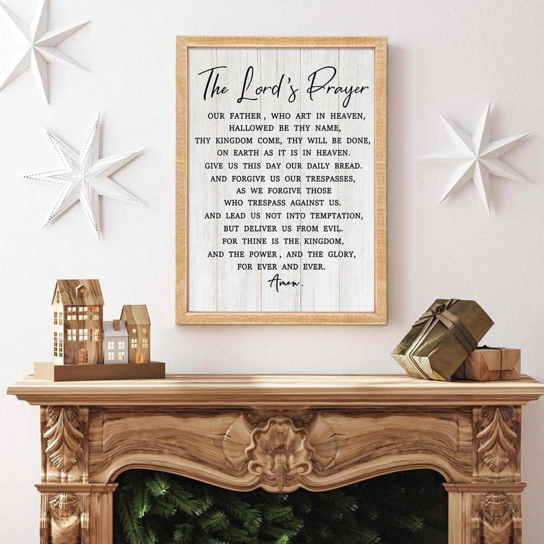 The Lords Player Rustic Bible Verse Framed Wall Art, 11''16'' Narrow Positive Religious Christian Saying Sign for God Jesus Christ Prayer, Vintage Holy Inspirational Catholic Scripture Decor (zhu Natural)