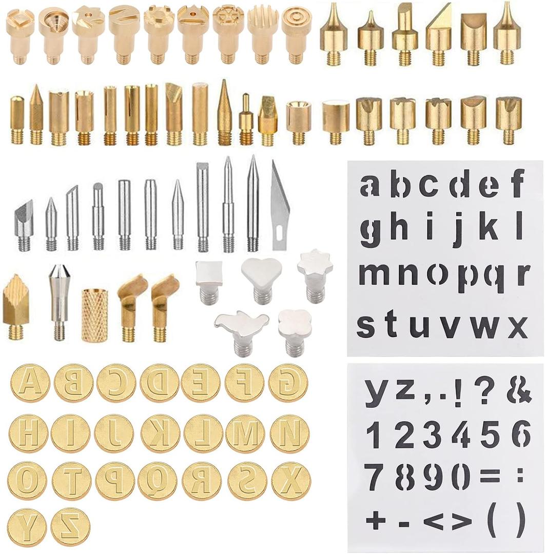 82 PCS Wood Burning Accessories for Pyrography Pen Wood Embossing Carving DIY Crafts (Letter type)