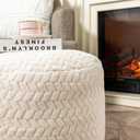 Stuffed Pouf Ottoman Pouf for Living Room Bedroom Floor Storage Pouf Footstools Round Ottoman Foot Rest Stool 20"x20"x12" with Foam Filler (White)