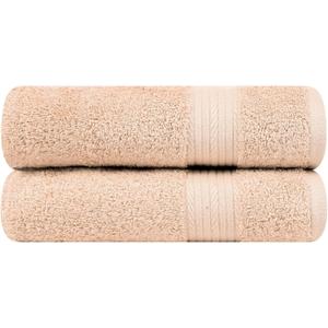 Ample Decor Bathroom Hand Towel 18 X 28 Inch 600 GSM 100% Cotton, Absorbent Thick- 2Pcs Beige (Hand Towel Set of 2)