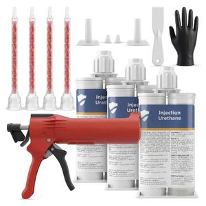 SolidFix 10ft Concrete Crack Repair Kit with All Tools Professional Urethane Injection System Wall Repair Paste for DIY Projects -Ideal Crack Filler to Stop Basement & Foundation Leak Permanently