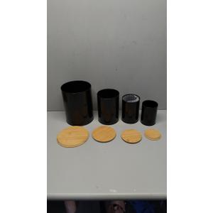 Set of 4 Glass Kitchen Canisters with Airtight Bamboo Lid - Glass Storage Jars for Pantry Organization and Bathroom for Flour, Coffee, Cookie Jar, Candy, Snack, Pasta, Rice, Sugar Packet Holder
