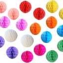 20pcs Honeycomb Flower Balls Party Honeycomb Balls Decoration Paper Flower Balls Tissue Paper Flower Ball Pom Poms Ball for Baby Shower Birthday Wedding Home Decor (6inch, Colorful)