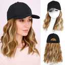 AISI QUEENS Hat Wig Hat with Hair Attached for Women Cap with Hair Attached for Women Baseball Cap Wig Extensions Short Wave Synthetic Adjustable for Daily Use