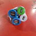 4 assorted mini bullet-style dual-port USB car chargers
